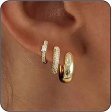 VIROMY Gold Hoop Earrings Set for Women Trendy, 14K Plated Lightweight...