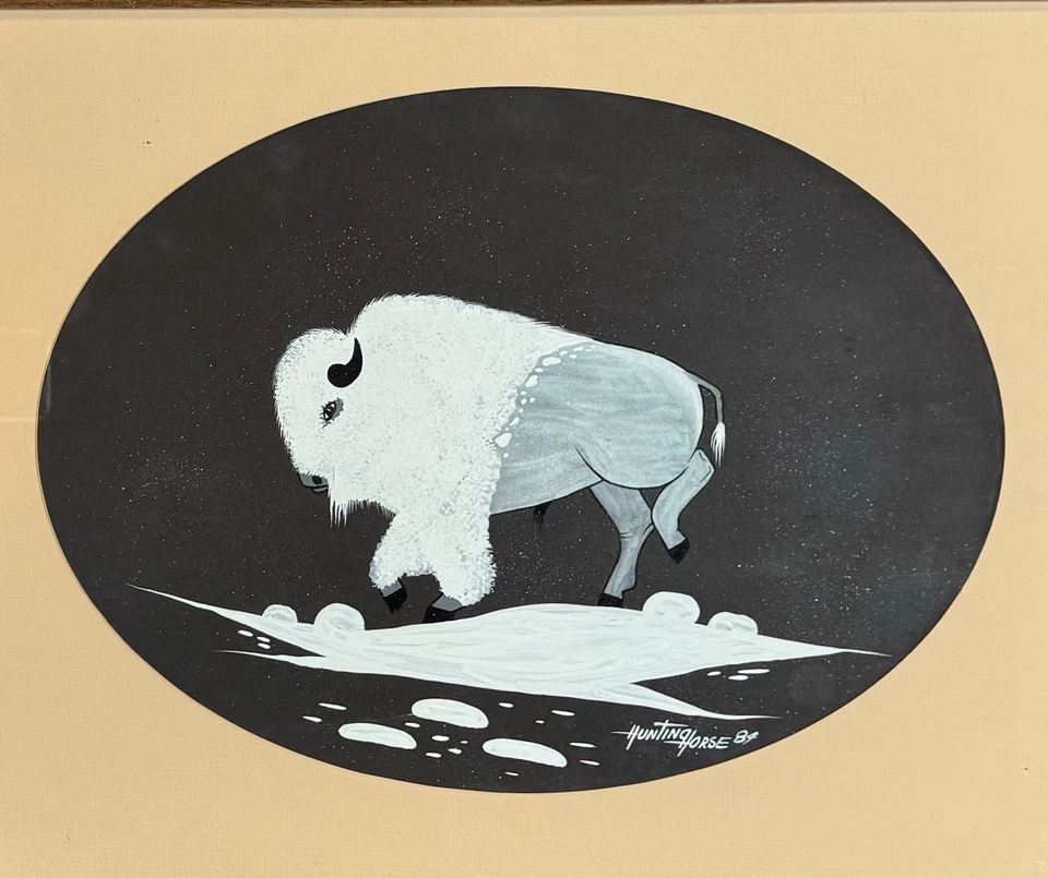 Caballo de Caza Aka Ray Darby Pintura Original “El Gran Búfalo Blanco” Foto 2 de 2