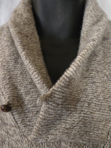 Vintage Mens LL L.L. L L Bean Tan Wool Cowl Neck Fisherman Sweater M USA 70s 80s - Picture 6 of 12