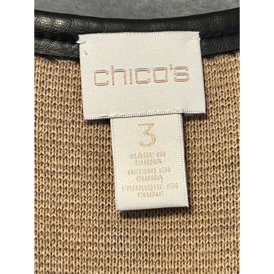 Chicos Size 3 Leopard Print Cotton Knit Sleeveless Long Vest Duster Cardigan - Image 3 of 4