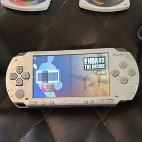 Sony PSP-1000 Silver Wi-Fi Handheld Console Charger 4 Games UMD