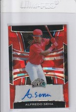 2025 Leaf Metal Alfredo Sena Red Auto /10 #1 International Prospect Braves