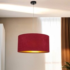 Hängelampe Rot Gold Stoff rund Ø50cm Pendelleuchte Schlafzimmer Esszimmer AIMEE