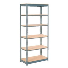 Boltless Heavy Duty Shelving 36"W x 24"D x 72"H 6 Shelves Wood Deck