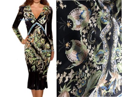 SALE! $15,000 Vint ROBERTO CAVALLI Italy Floral Print Silk Dress Size 40-42 US M
