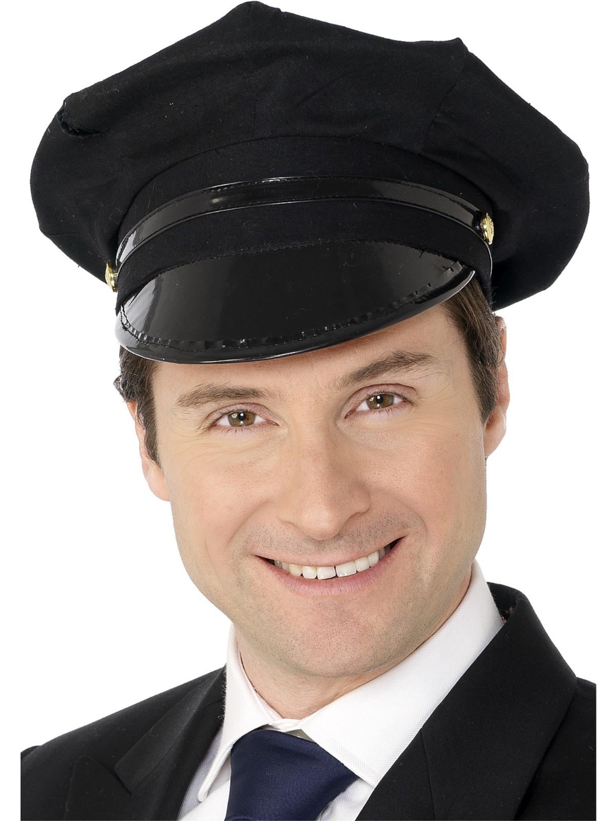 Peaked Hat Black Fancy Dress Adult POLICE HAT BLACK UNIFORM ACCESSORY
