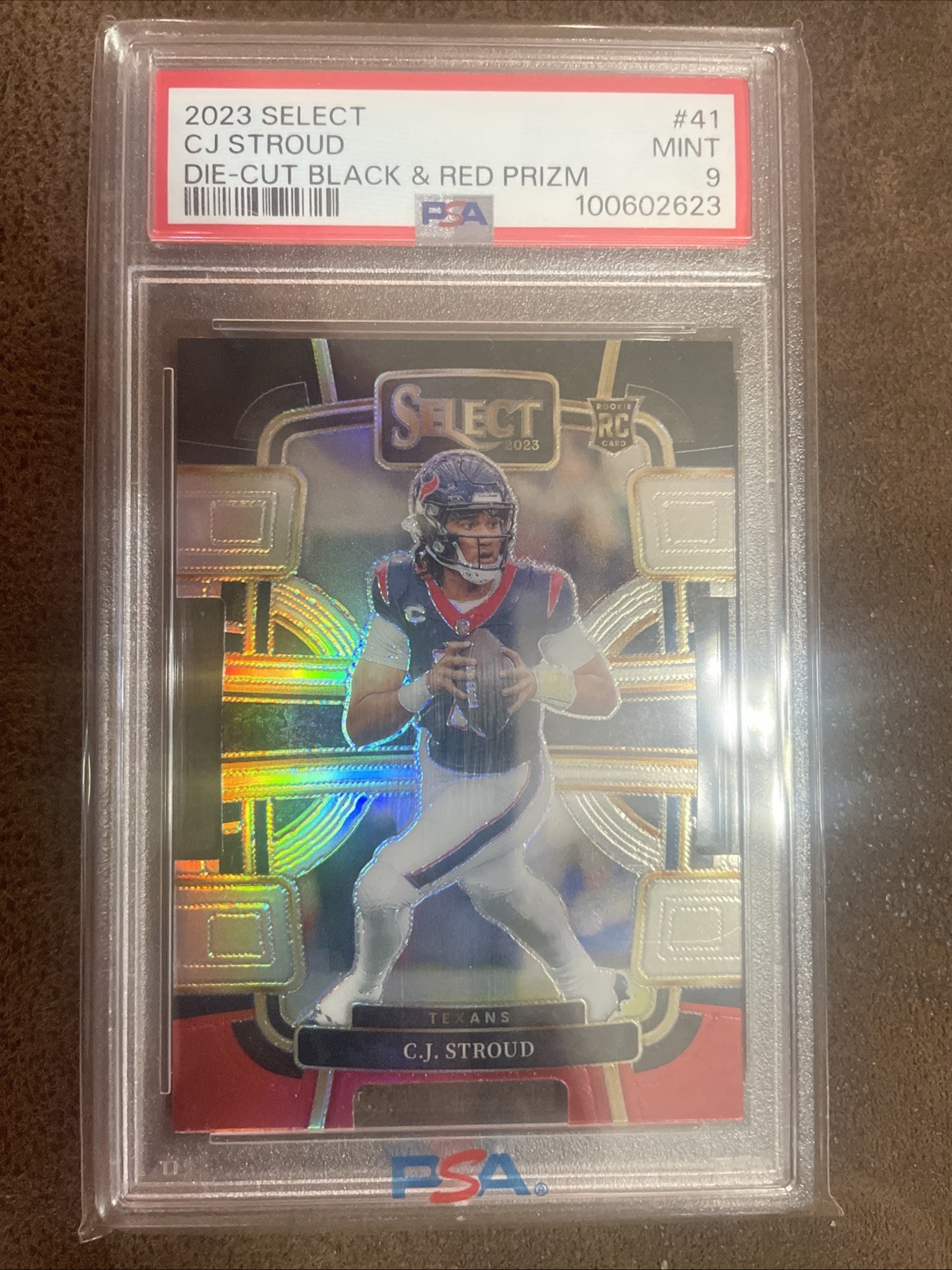2023 PANINI SELECT DIE-CUT RED & BLACK PRIZM #41 CJ STROUD ROOKIE RC PSA 9