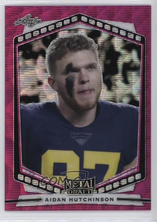 Aidan Hutchinson Leaf Draft Metal Portrait #PAH1 Purple Wave