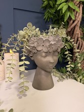 Floral Lady Head Indoor Planter | Suitable for Artificial Flowers | H24 cm