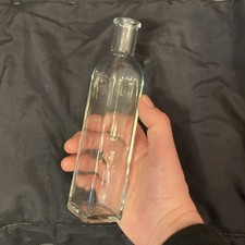 Clear Glass Square Base Collectible Bottle Marked '2' 2 oz Modern Display