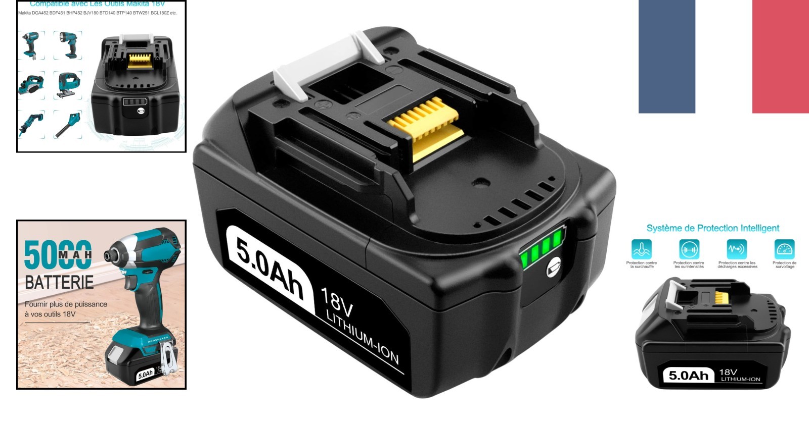 Batterie 18V 5,0Ah BL1850B pour alimenter les scies et perforateurs sans fil