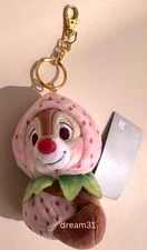 BNWT Disney Chip 'n Dale - Dale in Strawberry Outfit Mini Plush Keychain