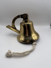 Vtg Solid Brass 6 Nautical Hanging Bell with Wall Bracket Nautical Ship Bell