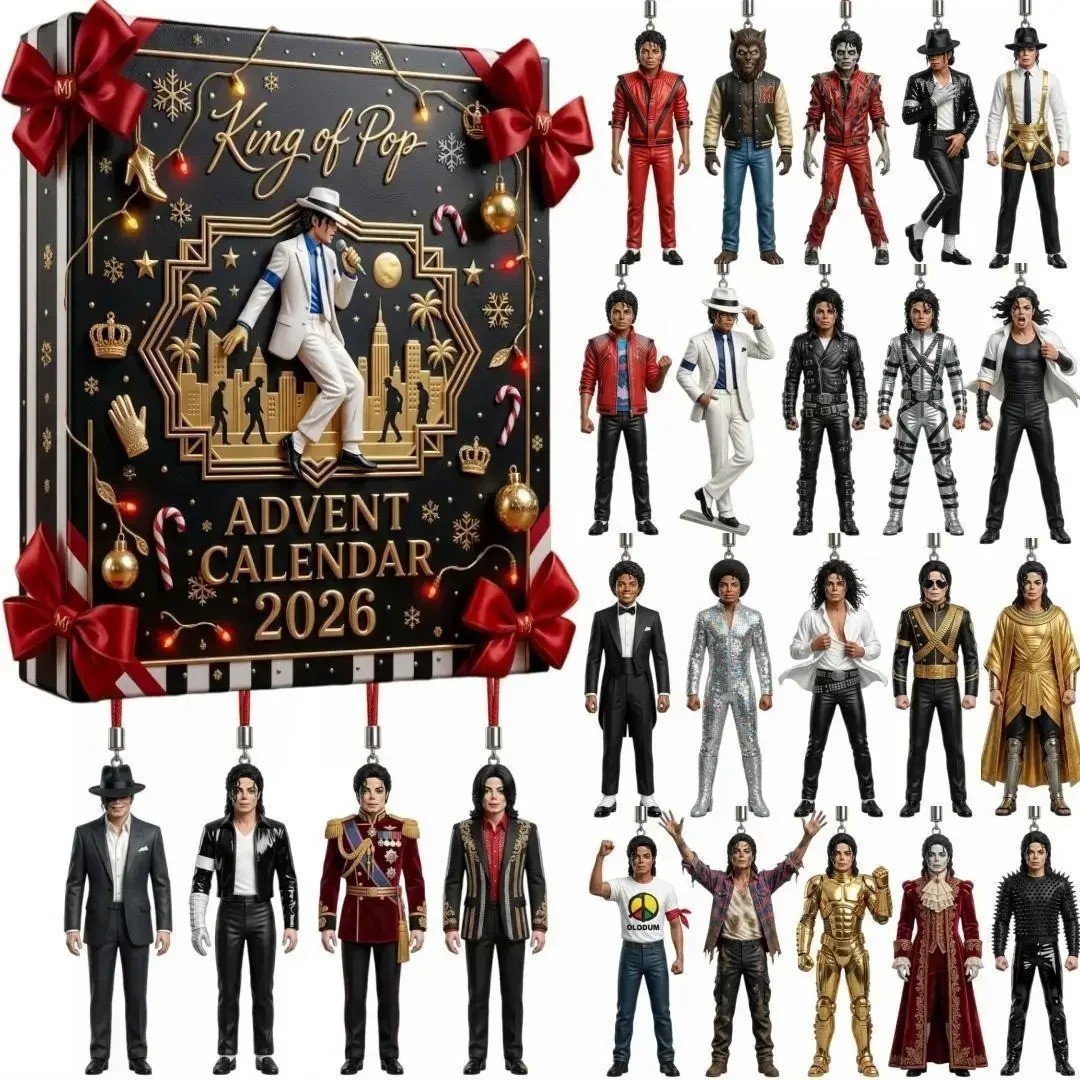 2026 Michael Jackson Christmas Advent Calendar 2D Acrylic Ornament Xmas Tree Gif