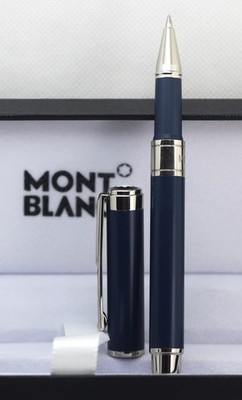 Premium MontBlanc Star Walker Black Ink Pen In Blue & Silver Body Lmtd Edition.