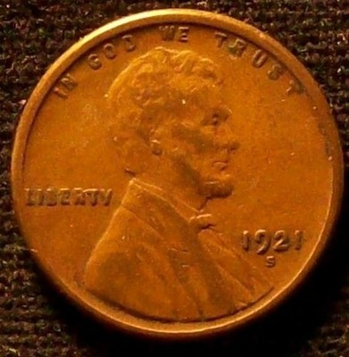 1921-S 1C RD Lincoln Cent