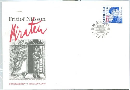 Sweden #2144 FDC, Fritiof Nilsson, Writer, Color Cachet