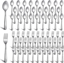 200 Pcs Dinner Forks and Spoons Silverware Set Heavy Duty Stainless Steel Flatwa