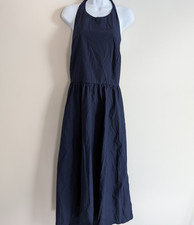 Gap Midi Dress Women XL Drop Waist Halter Coastal Cottage Minimalist Blue Staple