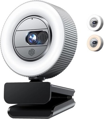 1080P FHD Webcam with Sony Sensor and Built-in Ring Light, Web Camera with Mic