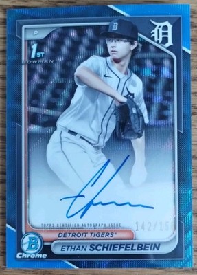 2024 Bowman Draft - 1st Bowman Chrome Ethan Schiefelbein Auto Blue Wave /150 RC