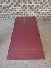 CAST IRON STRONG LOCK BOX RED BLUE FELT LINED INTERIOR LOCKABLE WITH KEY BOLTS