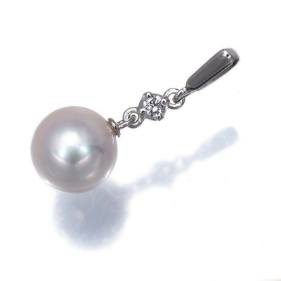 Auth Mikimoto Pendant Akoya Pearl 7.6mm Solitaire 18K 750 White Gold