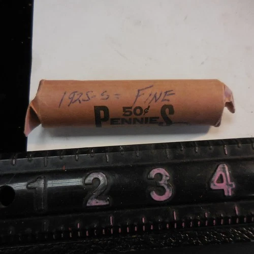 1 Roll Of 50 FINE  1925 S  Lincoln Wheat Cents 1c Pennies