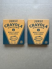 Vtg Crayola Crayons 38 Jumbo Binney Smith Late 50's Unused 2 Boxes