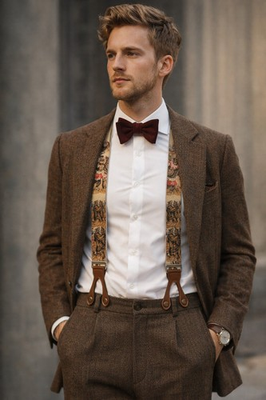 #ad #ad Trafalgar Vintage Bear Print Suspenders Tapestry Novelty Braces USA $58.88