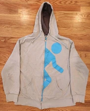 Think Geek Portal Test Candidate Zip Up Hoodie L Double Sided 2007 Used w/ Hole