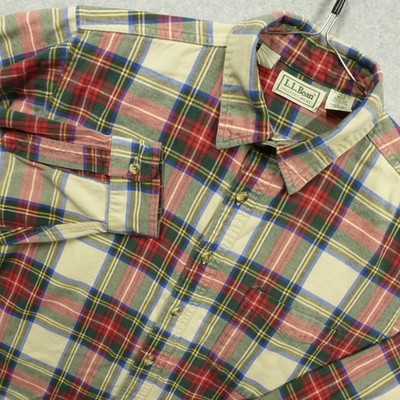 Vintage L L Bean Flannel Shirt Mens Large Plaid Long Sleeve Made in USA  DL10
