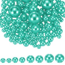 200Pcs No Hole Pearl Beads, 10/14/20/30mm Faux Pearl, Lake Green
