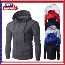 Autumn Men Sweatshirts Long Sleeve Jacket Hoodie Zipper Closure Jacket - USA