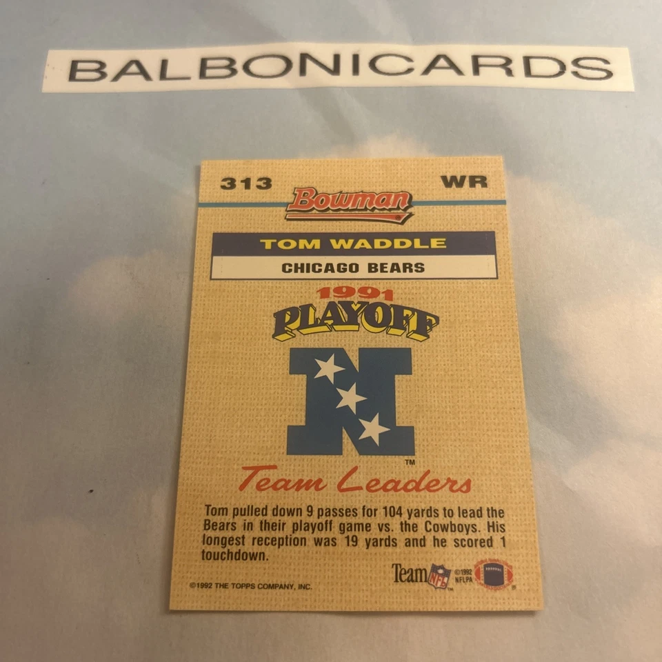 1992 Bowman - Tom Waddle #313 Good Foil NM+ Free Shipping! - Image 2 of 2