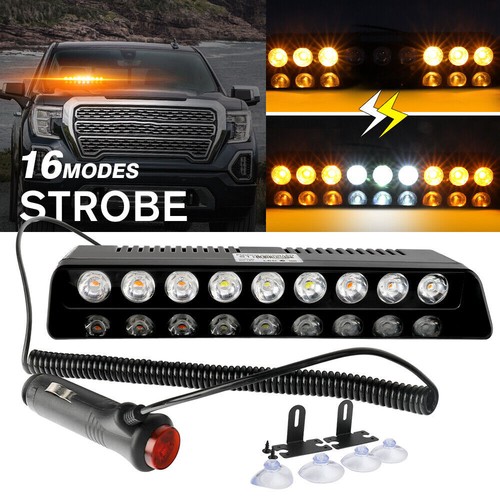 Amber Red 12-LED CAR Windshield Strobe Light Emergency Flash Warning Lamps 12V - Picture 29 of 32