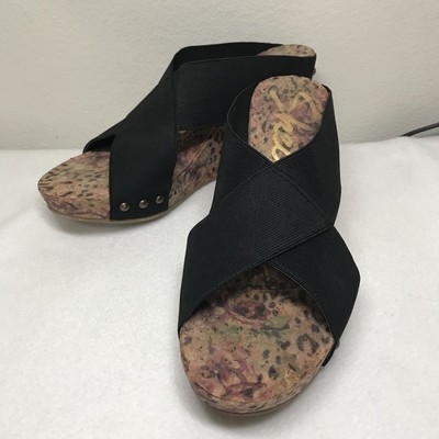 black criss cross wedge sandals