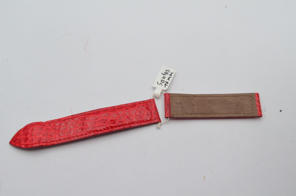 Cartier Santos 16mm Red Leather Bracelet with Folding Clasp-image