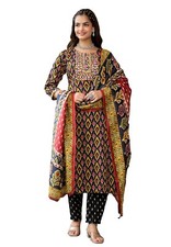 Women's Viscose Printed Kurta Pant And Dupatta Set