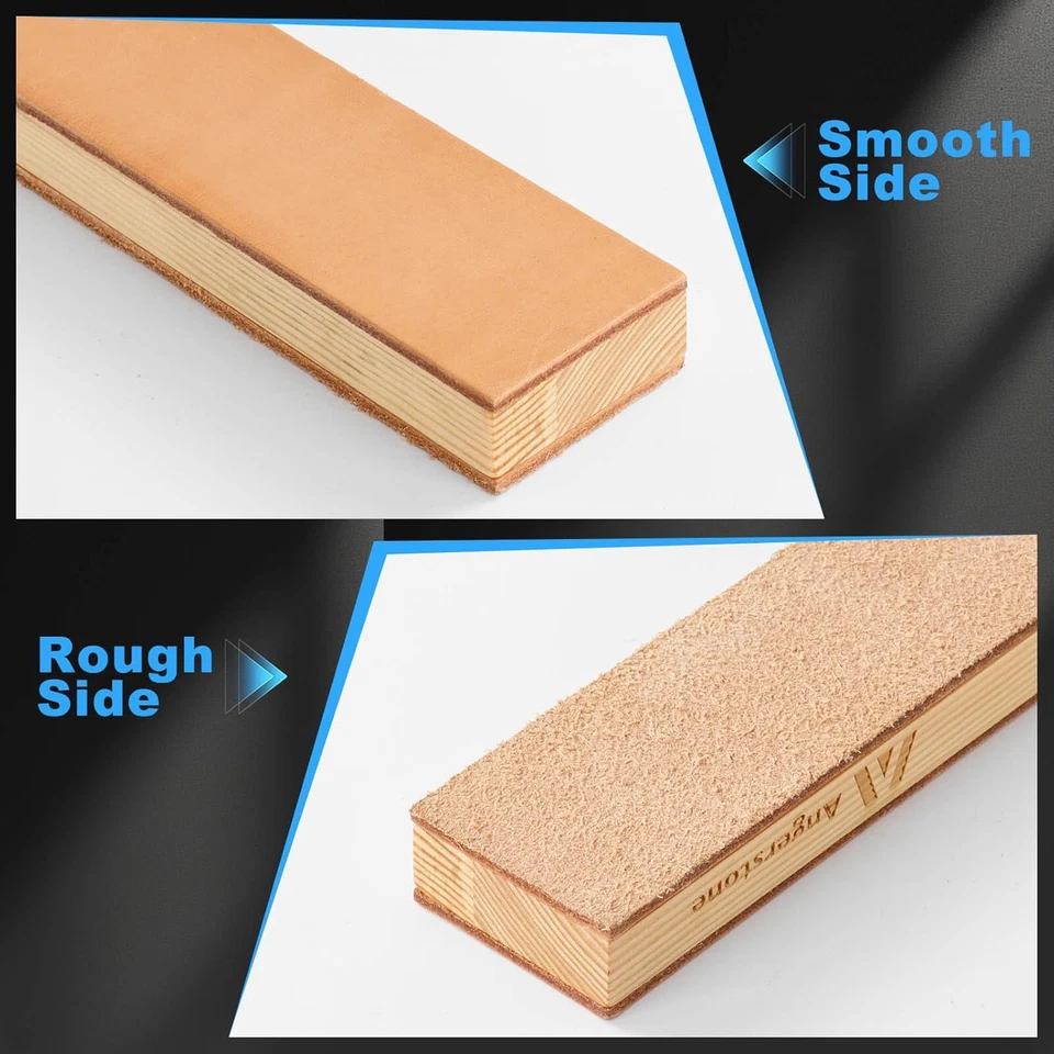 ANGERSTONE Doble Lado Correa de Cuero para Afilar Cuchillos - 14"X 2" Stropping Bl Foto 3 de 4