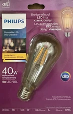 Philips 40-Watt Amber Clear ST19 Shape LED Bulb w/Standard Medium Base