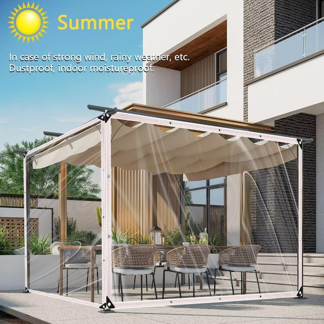 Waterproof Clear Tarp with Grommets Heavy Duty PVC Vinyl Patio