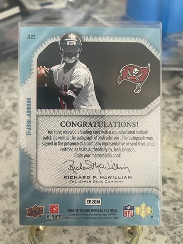 2008 SP Authentic Rookie Threads JOSH JOHNSON Rookie Autograph 21/50 AUTO Patch - 第 2/2 張圖片