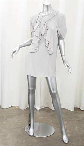 Mini Vestido Corto MARNI Mujer Gris Viscosa Mangas Cortas con Volantes Cambio 40/4 - Imagen 2 de 5