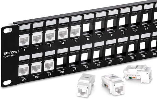 High-Density Compact 48-Port Blank Keystone 2U Rackmount Patch Panel - Black - Picture 7 of 9