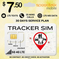 Speedtalk Mobile GSM SIM Card for 5G 4G GPS Trackers - Pet Kid Senior Vehicle Tr