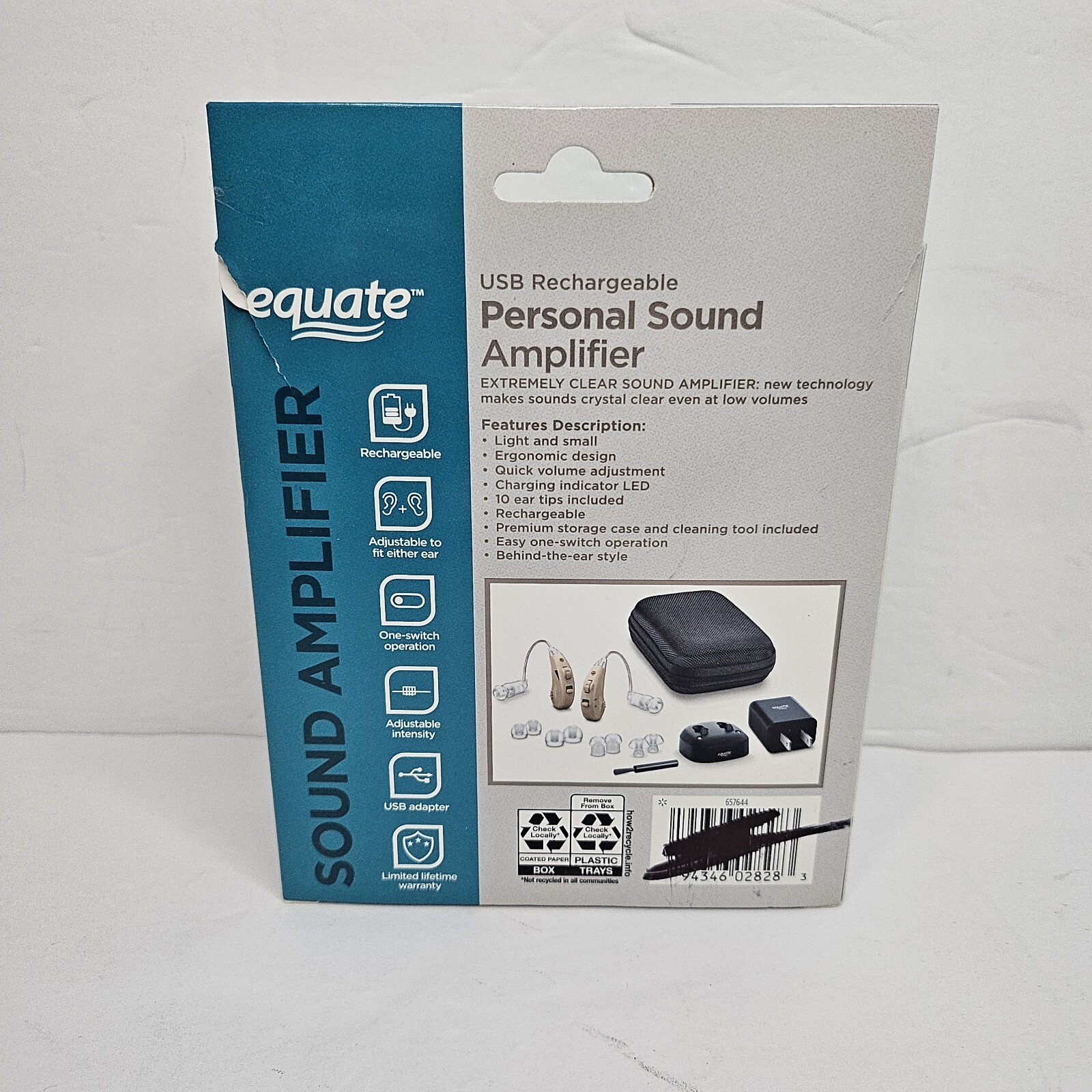 Equate USB Rechargeable Digital Hearing Amplifier W/ 2 Amplifiers eBay