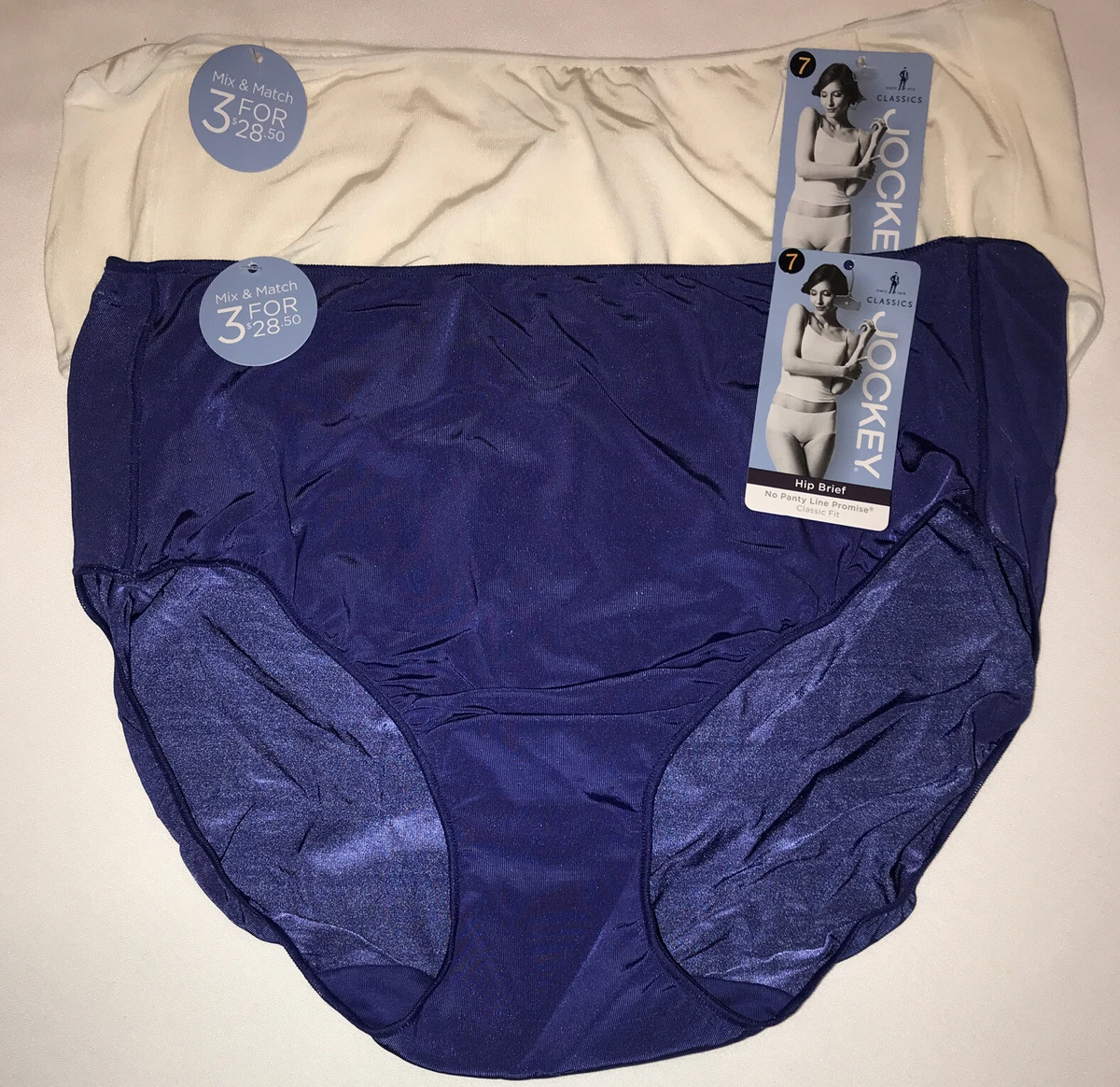 Jockey 1372 No Panty Line Promise Hip Brief Size Large 2 Pairs!