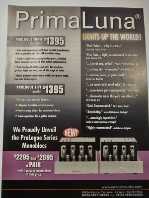 Prima Luna Upscale Audio Lights Up the World Vintage 1985 Print Ad