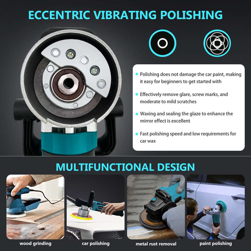 Dual Action Car Polisher Buffer Machine Cordless 6" Sander Polishing ...